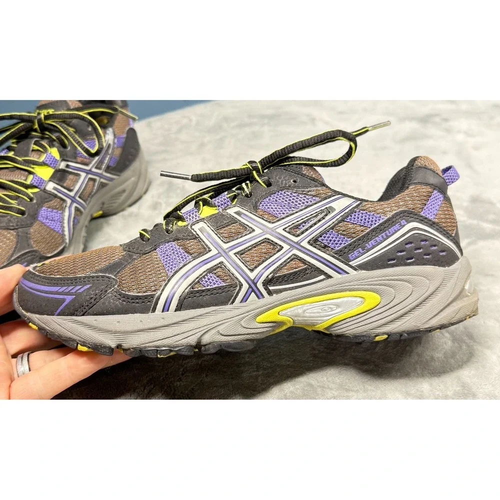 Asics Gel Venture Shoes Womens 8.5 Brown Purple Yellow Trail Running